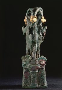Hellig tre dannet av tre geiter, fra Larsa, sørlige Mesopotamia, ca. 1750 f.Kr. (bronse og gull) av Mesopotamian Mesopotamian