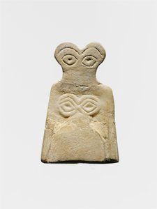 Middle Uruk eye idol, c.3700-3500 B.C. (gypsum alabaster) av Mesopotamian School