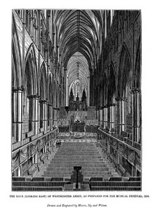 Skibet ser øst for Westminster Abbey, 1843 av Messrs Sly and Wilson