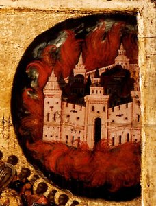 Velsignet være verten til himmelens konge Detalj: Brann i Kazan, 1550-tallet av Metropolitan of Moscow Athanasius