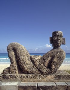 En kopi av statuen av Chac-Mool fra Chichen-Itza, Yucatan, ca. 987-1185 f.Kr. (kalkstein)