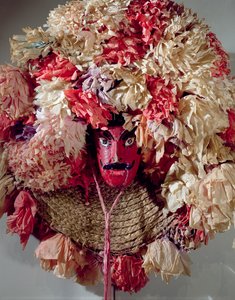 Kostymemaske for feiringen av den meksikanske årlige festivalen Guelaguetza (tre, flettet strå og papir)