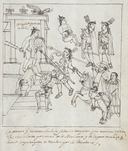 Ms Hunter 242 f.256r Evangelical Battle, fra Historia de Tlaxcala av Diego Munoz Camargo av Mexican School