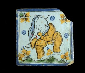 Flis med en grotesk kinesisk mann, ca. 1800 av Mexican School