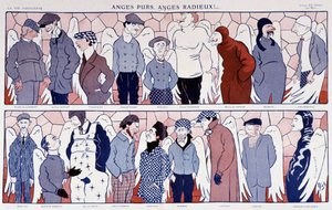 Anklager av kjente flygere som engler (portrettgalleri) - i "" La Vie Parisienne"" 11/12/1909.