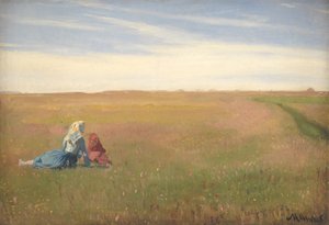 To jenter på et felt. En sommerdag