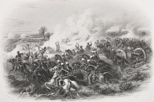 Slaget ved Moodkee, 1845, gravert av C.H. Jeens, fra 