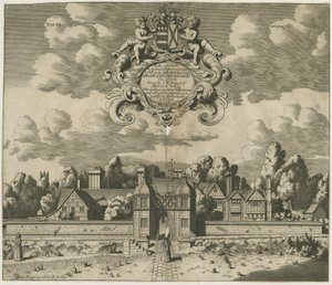 Sandon Hall: gravering, nd [1653-1686] (trykk) av Michael Burghers