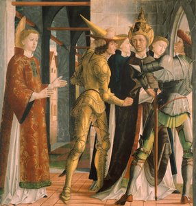 Pave Sixtus II tar permisjon fra Saint Lawrence, ca. 1465, av Michael Pacher (ca. 1430-1498), panel