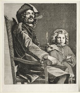 Mann som røyker en pipe og en liten gutt, ca. 1660. av Michael Sweerts