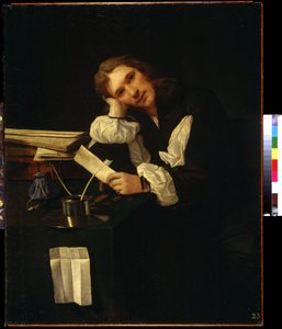 Portrett av en ung mann, selvportrett (Portrett av en ung mann, selportrett). Maleri av Michiel Sweerts (1618-1664). Olje på lerret