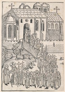 Kristus hilser en pilegrim, c1491 av Michael Wolgemut