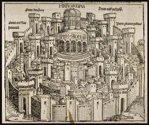 Jerusalem fra Schedels Chronicle of the World, ca 1493. av Michael Wolgemut