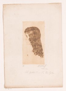 Jentehode med langt hår og profil av Michal Portnoff (signed by artist)
