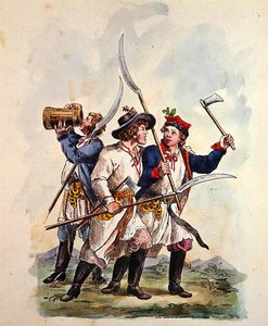 Kostymer til den polske hæren etter 1700 (farge litho) av Michal Stachowicz