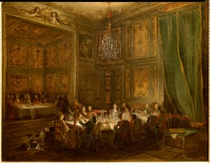 Middag til prins Louis Francois de Conti, Tempelpalassmaleri av Michel Barthelemy Ollivier (1712-1784) 1766 Søn. 0,56x0,71