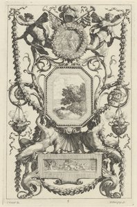 Ornamental panel overbygd av en medaljong med et offer