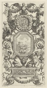 Ornamental panel overbygd av en bevinget harpy