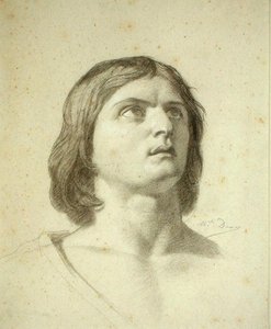 Head of a Youth (svart-hvitt kritt på papir) av Michel Dumas