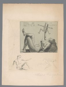 Ex libris av Emil W. Netter av Michel Fingesten (signed by artist)