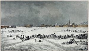 Utsikt over Peter og Paul-festningen (Pierre-et-Paul) - Utsikt over Peter og Paul-festningen - Michel Francois Damam-Demartrait (1763-1827). Akvatint