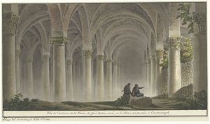 Interieur te Constantinopel Utsikt over det indre av sisternen til Yéré-Batan-Serai, eller det underjordiske palasset i Konstantinopel (tittel på objektet) av Michel François Preaulx