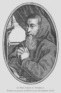 Francois Leclerc du Tremblay, fransk kapusinerbror og rådgiver og agent for kardinal Richelieu, kjent som Father Joseph and the Eminence Grise (Grey Eminence) (litho)