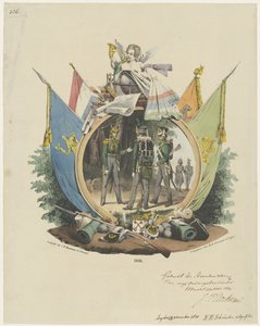 Medaljong med frivillige jegere ved Leiden University, 1830