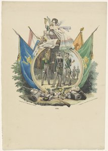 Medaljong med frivillige jegere ved Leiden University, 1830