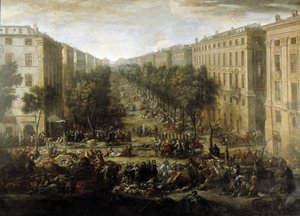 Utsikt over banen (fra Marseille) under pesten i 1720 (olje på lerret)