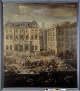 Utsikt over rådhuset (av Marseille) under pesten i 1720