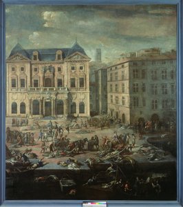 Utsikt over rådhuset i Marseille under pesten i 1720