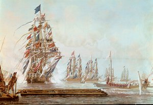 Bolverksfløyen, fest gitt i Toulon til Comte de Provence i juli 1777 i havnen i Toulon Gouache av Michel Joseph dit Michel de Toulon (aktiv mellom 1777 og 1792) 1777. Versailles, slottsmuseum av Michel de Toulon