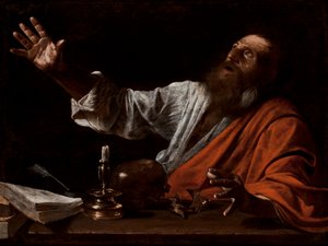 The Vision of Saint Jerome, første halvdel av 1600-tallet (olje på lerret) av Michelangelo (follower of) Caravaggio
