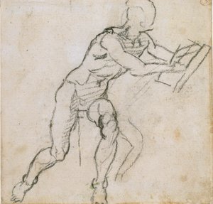 En naken sittende mann, c1490-1560 av Michelangelo Buonarroti