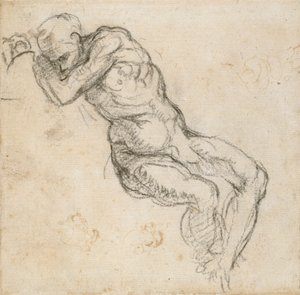 En naken mann som sover, c1490-1560 av Michelangelo Buonarroti