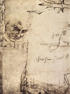 Ansikt, tegning av Michelangelo, Cabinet of Drawings and Prints, Uffizi Gallery, Firenze av Michelangelo Buonarroti