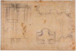 Plantegning og arkitektoniske fasader av Sforza-kapellet av Michelangelo Buonarroti