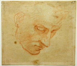 Head Study til taket i Det sixtinske kapell, ca 1509-1510 av Michelangelo Buonarroti
