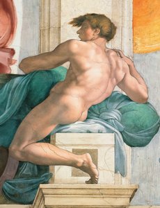Ignudo Det sixtinske kapells tak i Vatikanet, 1508-1512. av Michelangelo Buonarroti