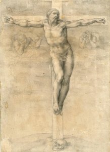 Korsfestelse med to engler av Michelangelo Buonarroti
