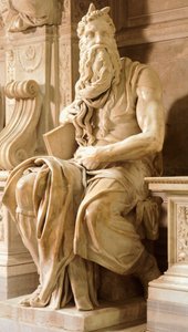 Moses, detalj fra Tomb of Julius II, av Michelangelo (1475-1564), Basilica of St Peter in Chains, Roma, Lazio, ca 1515 av Michelangelo Buonarroti