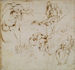 Side fra en skissebok, c1490-1560 av Michelangelo Buonarroti