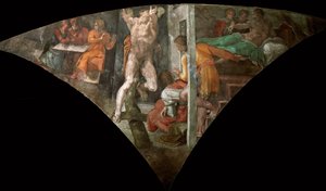 Straff av Haman Det sixtinske kapells tak i Vatikanet, 1508-1512. av Michelangelo Buonarroti