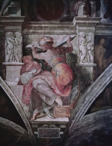Tak i det sixtinske kapell: Libyan Sibyl, ca. 1508-10 (forhåndsrestaurering) av Michelangelo Buonarroti