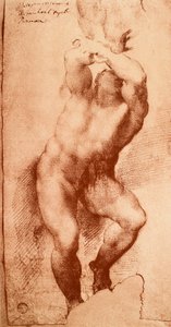 Studer for en av figurene til den siste dommen, tegning av Michelangelo. Gallerie dellAccademia, Venezia av Michelangelo Buonarroti