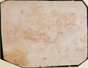 Studie for the Massacre of the Innocents (brunt blekk på papir) (recto) (for verso se 191770)