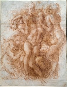 Studie for Pieta Deposition of Christ (tegning av Michelangelo Buonarroti