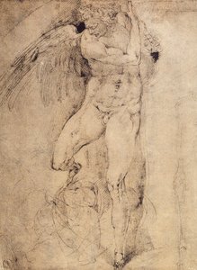 Studie av en engel for den siste dommen: tegning av Michelangelo. Casa Buonarroti, Firenze av Michelangelo Buonarroti