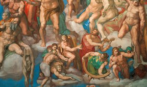 The Last Judgment Fresco av det sixtinske kapell i Vatikanet, 1536-1541. av Michelangelo Buonarroti